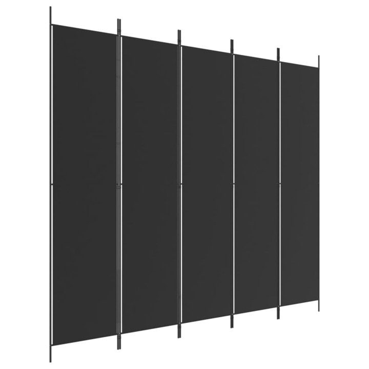 Параван за стая vidaXL, 5 панела, Черен, 250x220 см, Текстил, 5.22 kg