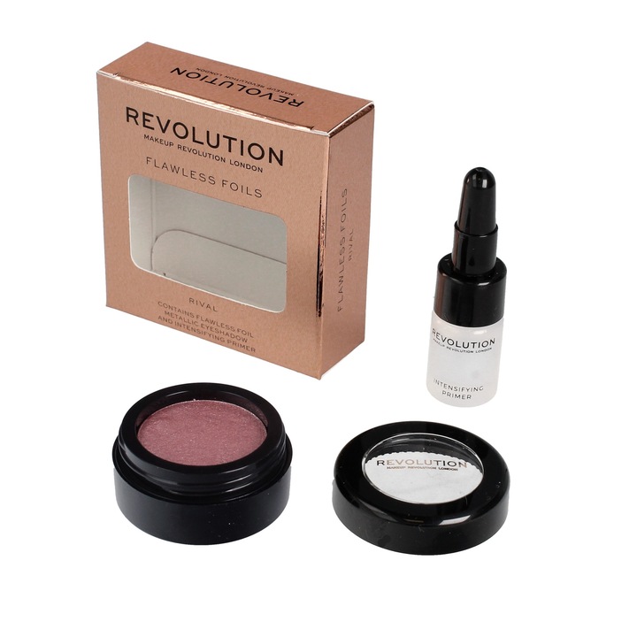 Комплект фон дьо тен и сенки за очи, REVOLUTION, Flawless Foils, Metallic, Multicolor