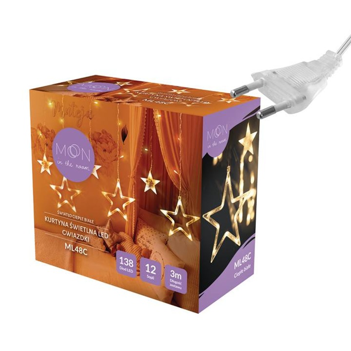 Perdea luminoasa ML48C, 138 LED-uri, 3m, alb cald