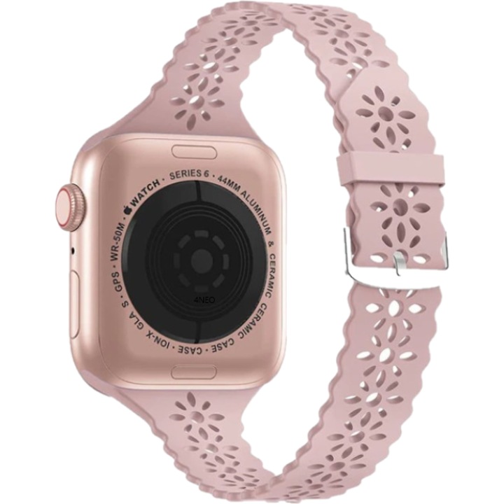 38/40 mm-es szíj az Apple Watchhoz, hímzett rózsaszín