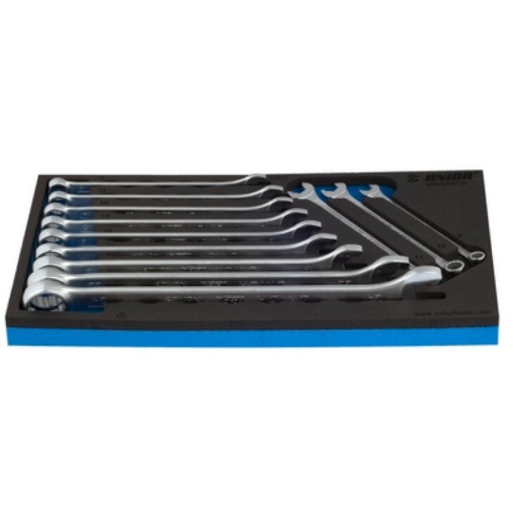 Set de 12 chei combinate varianta lunga marca Unior in suport SOS