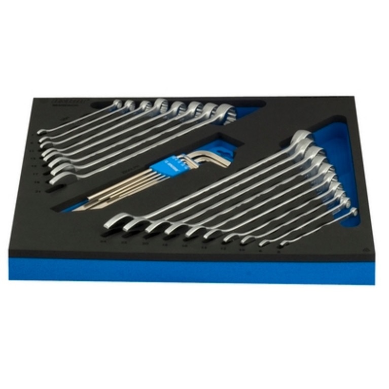 Set de 27 de chei combinate si chei hexagonale varianta lunga marca Unior in suport SOS