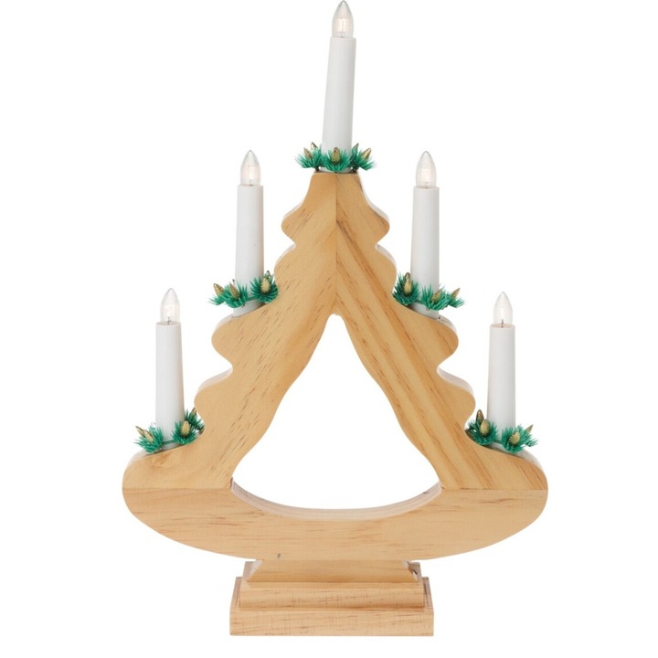 Светлинна декорация Candle Tree, 27.5x6.5x39.5 см, 5 светодиода, дърво