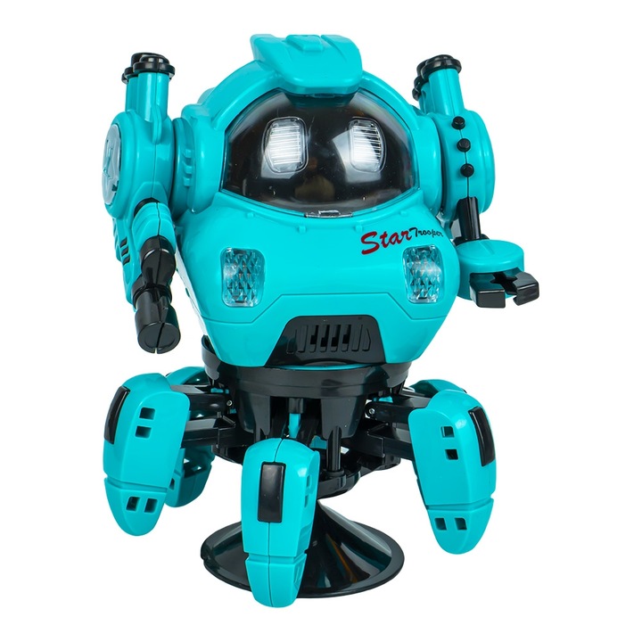 Robot dansator, de jucarie cu 5 picioruse, cu sunete si lumini, 16 cm