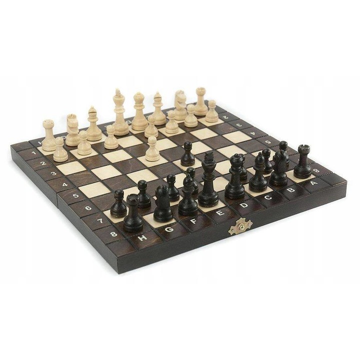 Joc sah Magiera, 28x28.5cm, Lemn, Maro/Crem