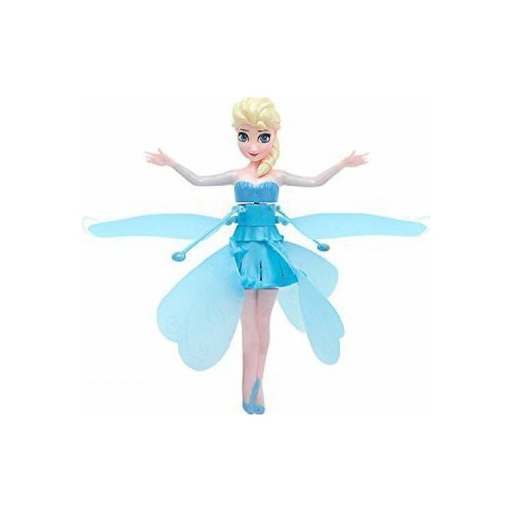 Papusa FOXMAG24, zana zburatorare, cu control interactiv al mainii, dimensiuni 19x6.5cm, baterie reincarcabila, albastru