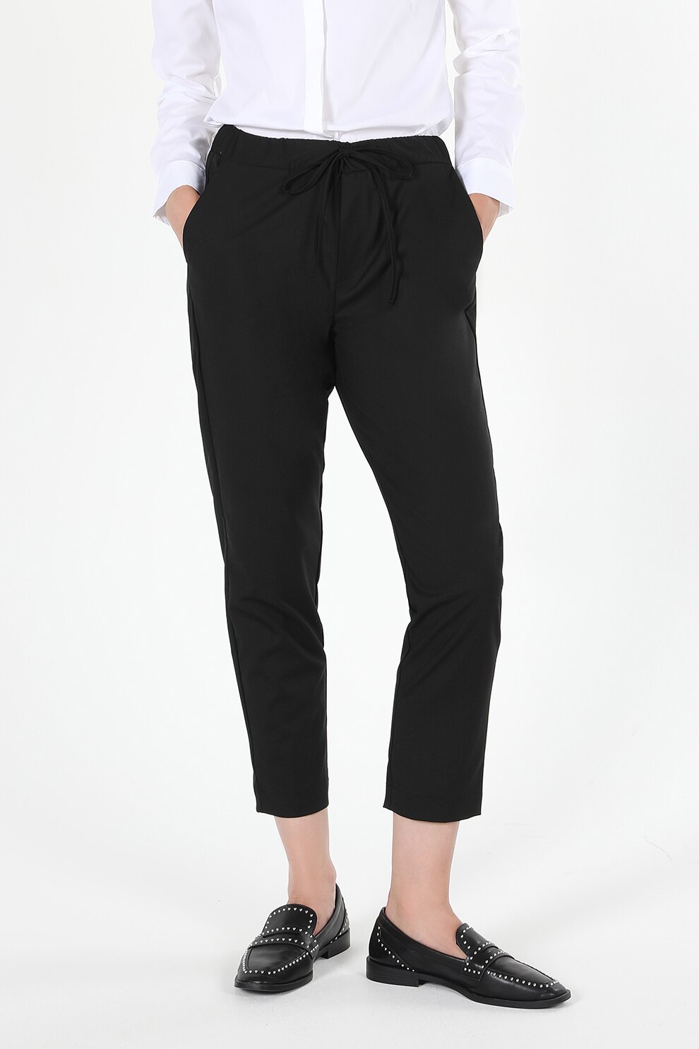 COLIN'S, Pantaloni crop cu buzunare laterale, Negru, XS