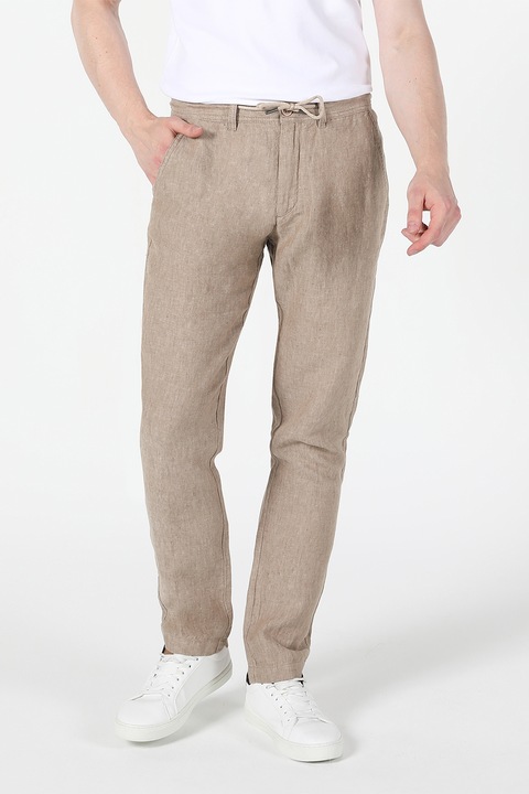 COLIN'S, Ленен панталон чино с връзка, Светлокафяв меланж