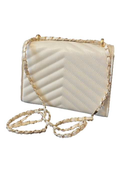 Krémes táska, ökológiai bőr anyag, visszahúzható pánt