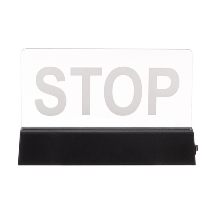LED декорация за стая, STOP, 18x3x12см, Черна