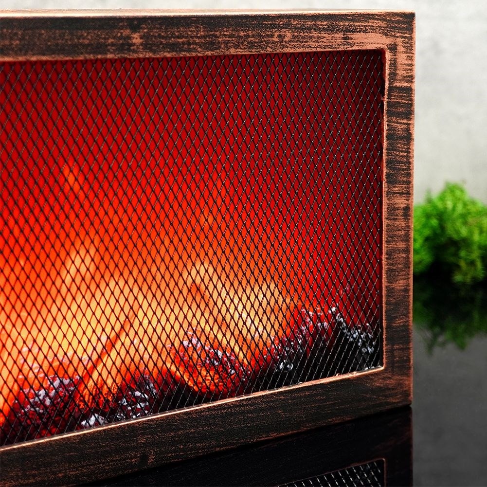 Декорация за камина, със светодиоди, 30,5 х 9,5 х 21 см, кафява - eMAG.bg