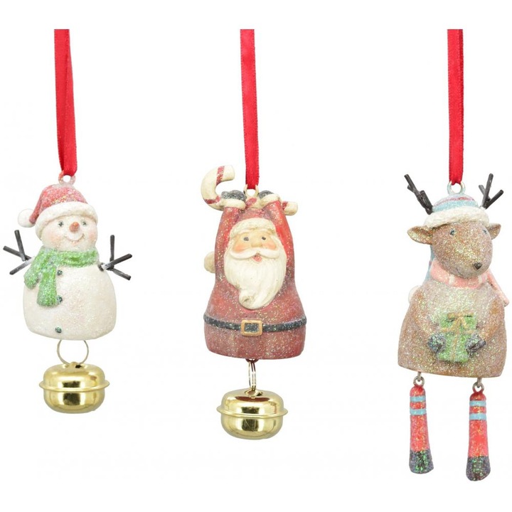 Set 3 figurine clopotei, multicolori, 11 cm