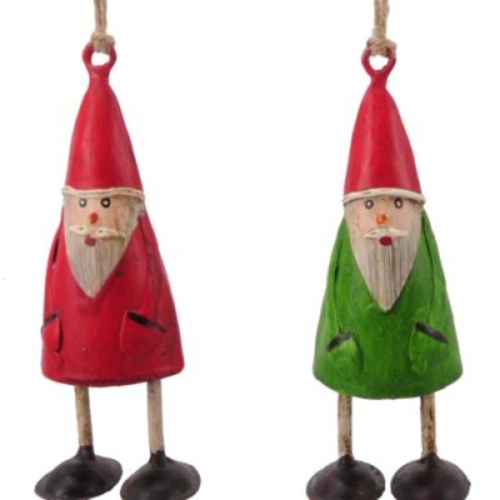 Set 2 Figurine, Mos Craciun metalici, 13 cm