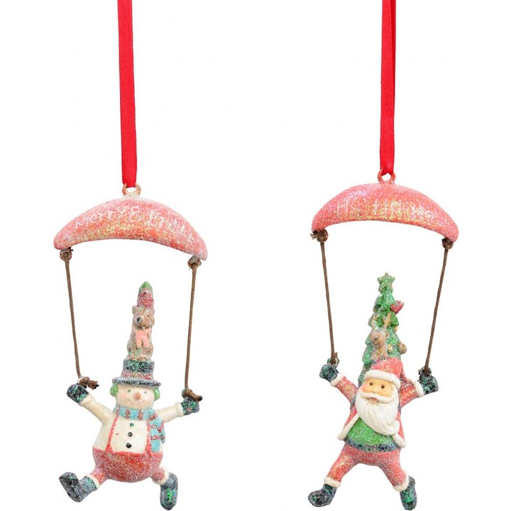 Set 2 decoratiuni cu parasuta, multicolore, 10 cm