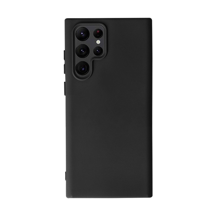 Калъф Safe Flex, съвместим със Samsung Galaxy S22 Ultra, Fonix команда, Тънък гъвкав дизайн, Вътрешна облицовка с микрофибър, Антишок, Мек силикон, Текстура с матово/гладко покритие, Незалепващо покритие, Черен