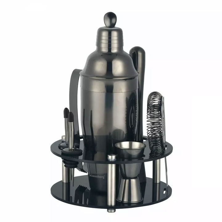 Set Cocktail Shaker Kit pentru barmani Klausberg Kb-7581, grafit, 9 elemente