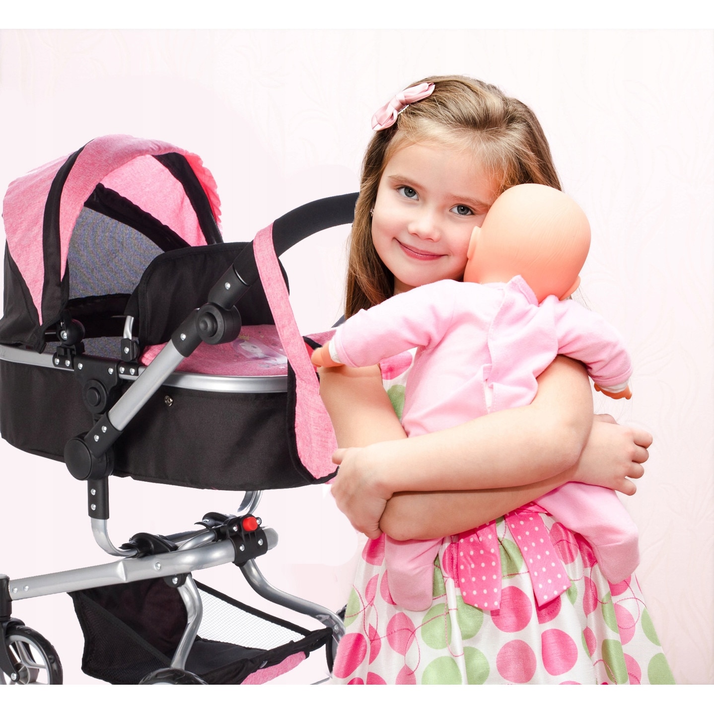 Jucarie Interactiva, Carucior Ideal pentru Papusi 2 In 1, Reglare pe ...