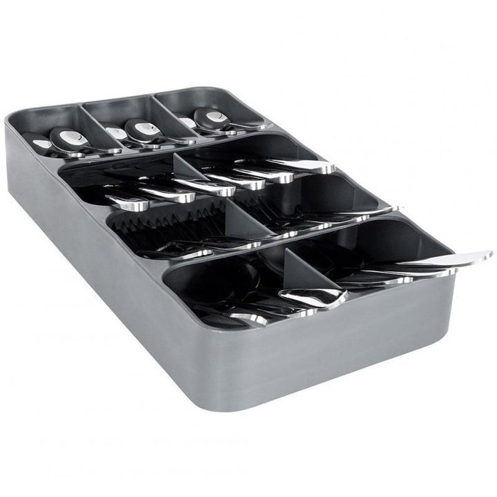 Organizator Tacamuri 9 compartimente, 39 x 17 x 5.5 cm, Gri