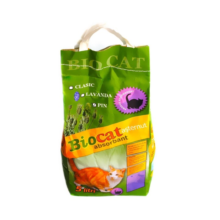 Asternut pentru pisici, BIOCAT, pin, 4.6 kg, nisip litiera, 100% natural, 5 litri