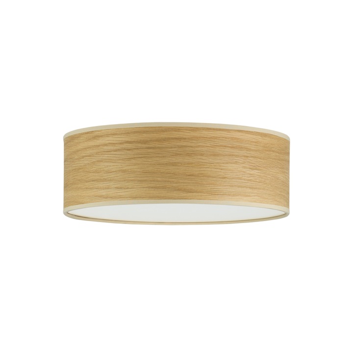 Plafoniera cu 3 lumini in stil nordic, Sotto Luce Tsuri, furnir de stejar, baza alba,3 x E27, diam. 30 cm