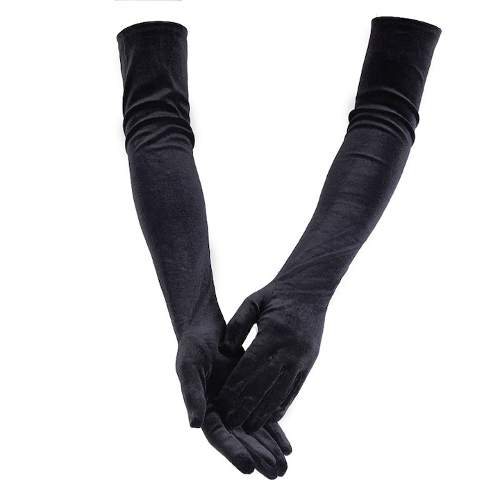 Дамски ръкавици, Gogou, Универсален размер, 53 см, Черни