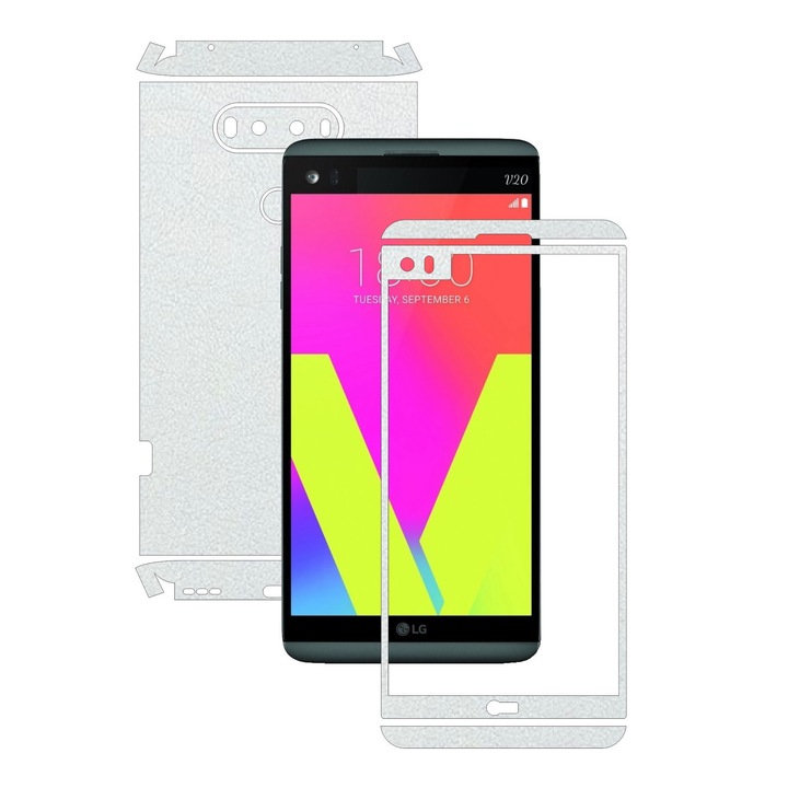 Folie de protectie Full Body Carbon Skinz, Acoperire Totala, Piele Alba pentru LG V20