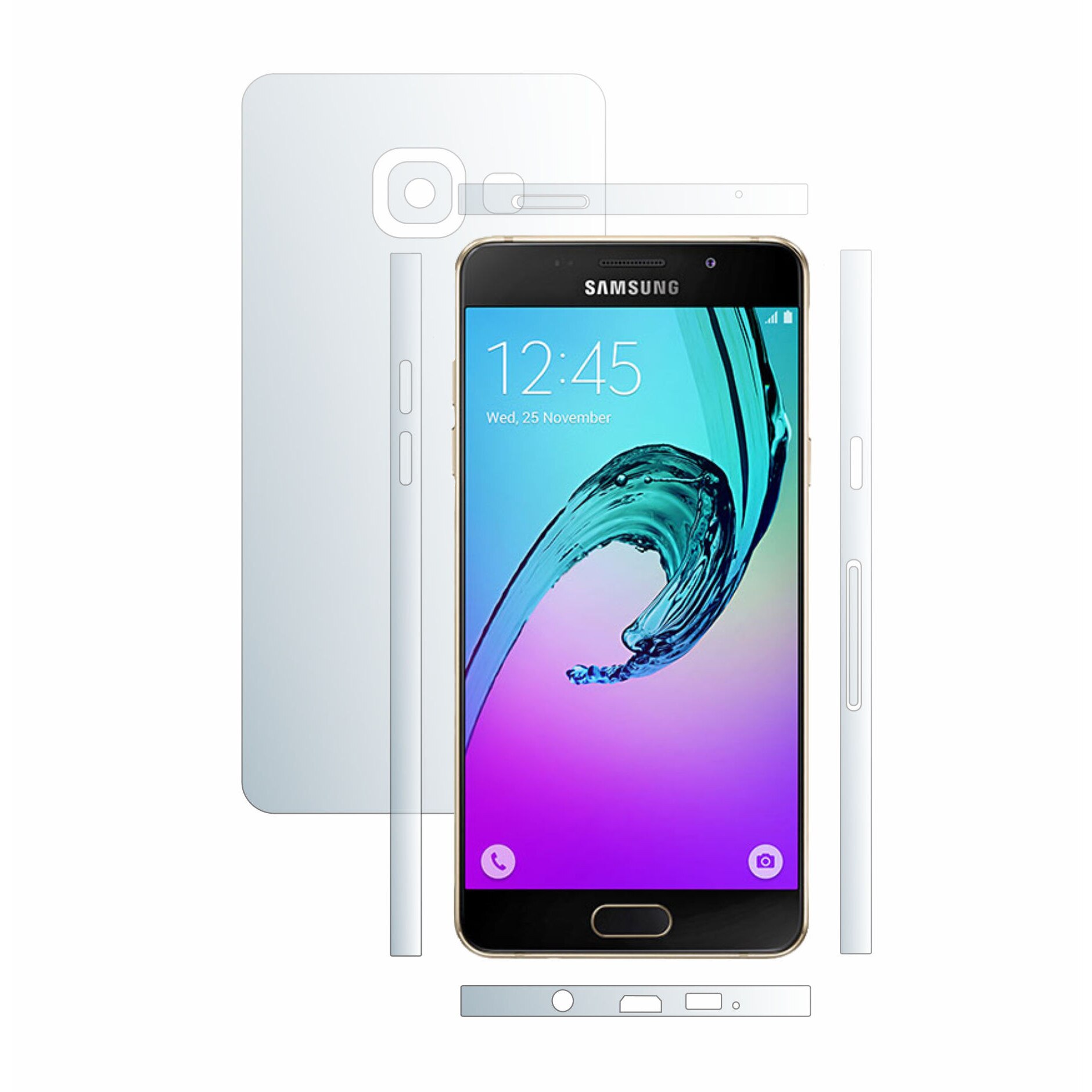 Folie Transparenta Invisible Skinz Ultra-Clear HD, Skin Protectie Carcasa si Laterale, Inlocuitor Husa pentru Samsung Galaxy A7 2016 & Duos