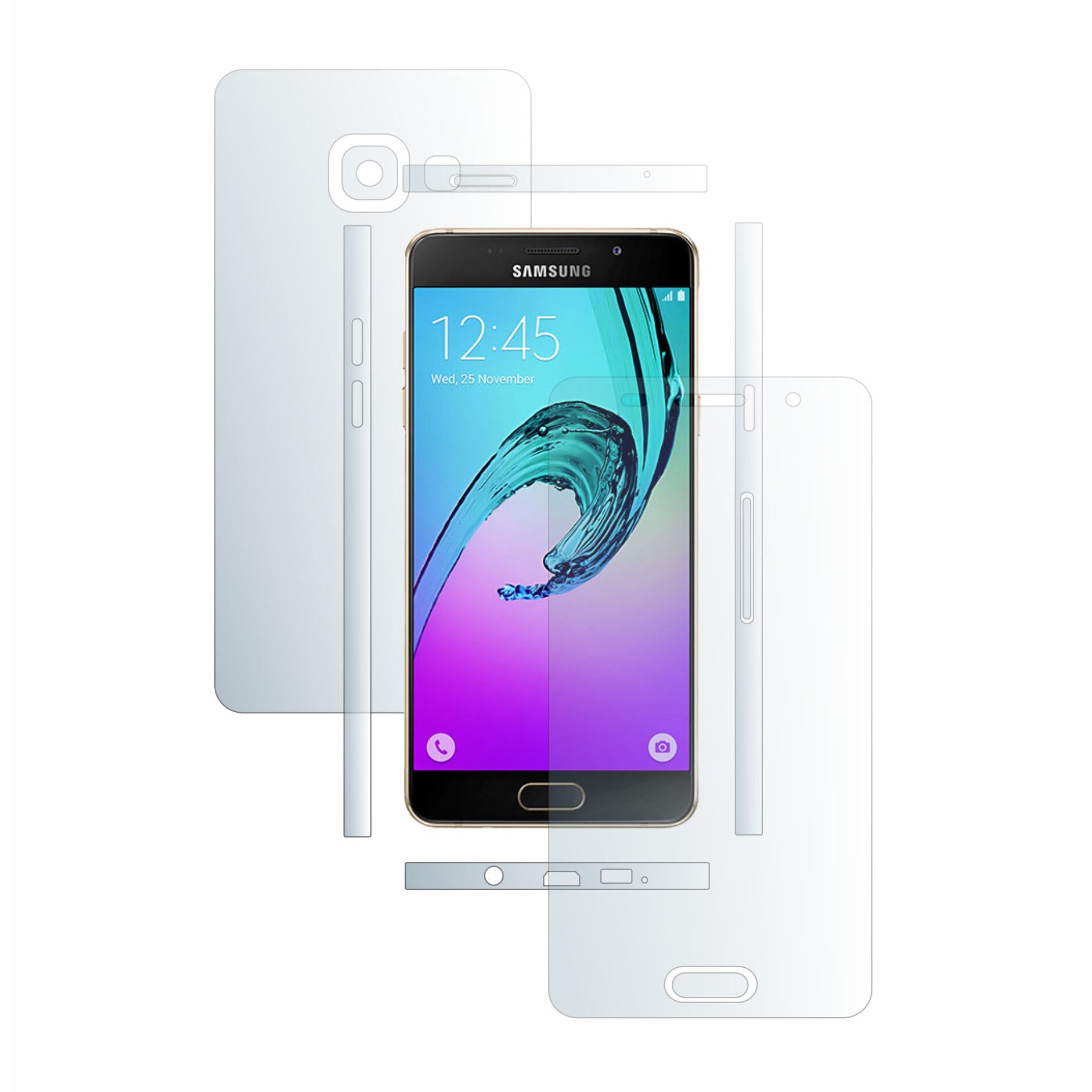 Folie Transparenta Full Body Invisible Skinz Ultra-Clear HD, Skin Protectie Totala Ecran si Carcasa, Inlocuitor Husa pentru Samsung Galaxy A7 2016 & Duos
