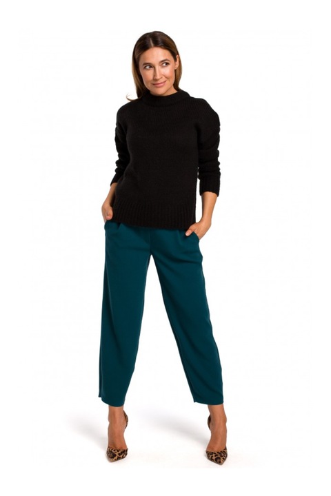 Pulover clasic MOE, Cu guler, Acril, Bumbac, Negru, L-XL