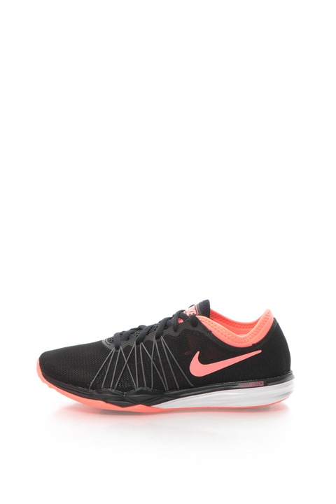 Nike, Спортни обувки Dual Fusion TR Hit с мрежести детайли, Черен / Корал, 8.5