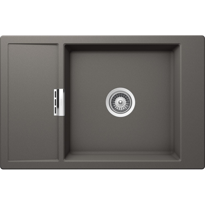 Chiuveta granit Schock Mono D-100XS Silverstone, 780 x 510 mm, adancime cuva 195 mm, reversibila, montare pe blat