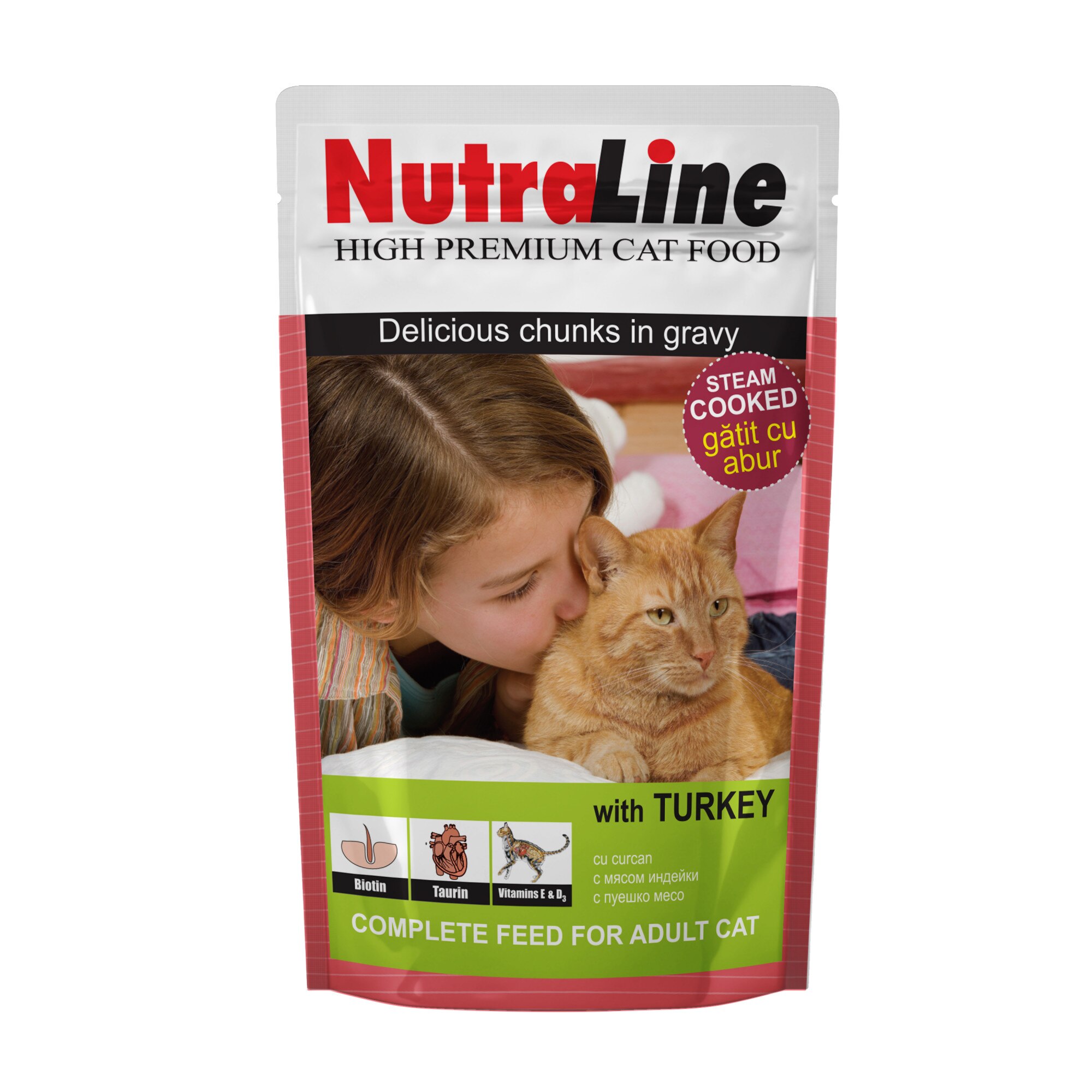 Hrana umeda pentru pisici, NutraLine Cat Plic Classic Curcan 100 g