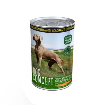 Hrana umeda pentru caini, Dog Concept conserva Pasare/Vanat/Morcovi 415 g Hrana umeda pentru caini, Dog Concept conserva Pasare/Vanat/Morcovi 415 g