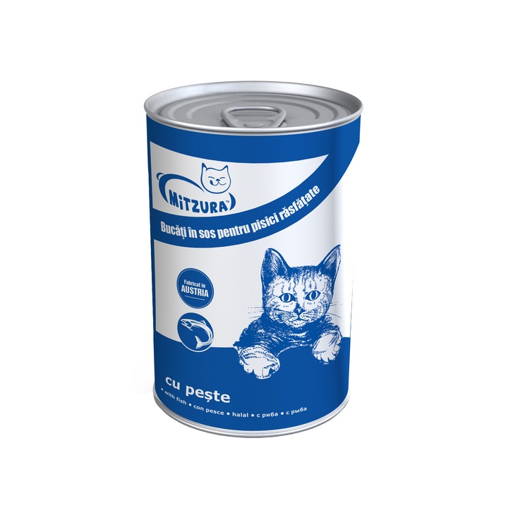 Hrana umeda pentru pisici, Mitzura Cat conserva Peste 415 g