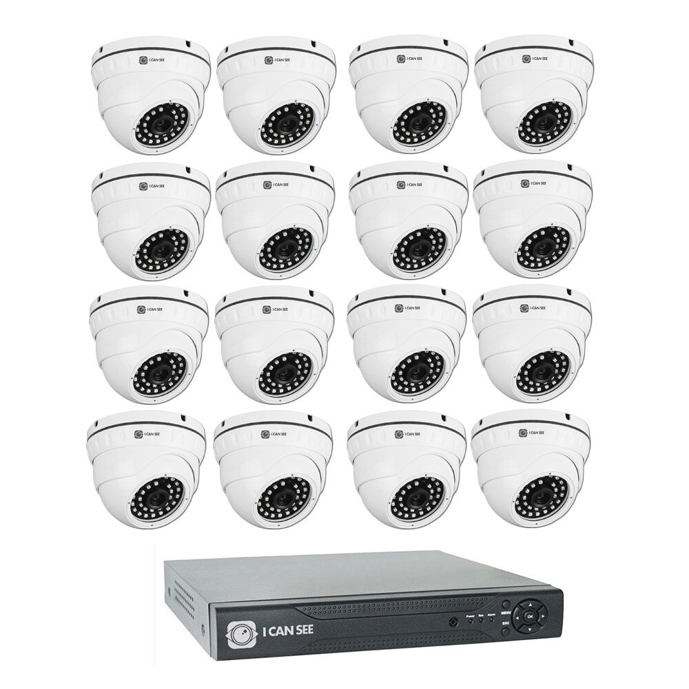 Kit supraveghere ICANSEE ICS-KU210-16AV, cu 16 camere de interior/ exterior Full HD, DVR 16 canale Full HD, 2 canale audio