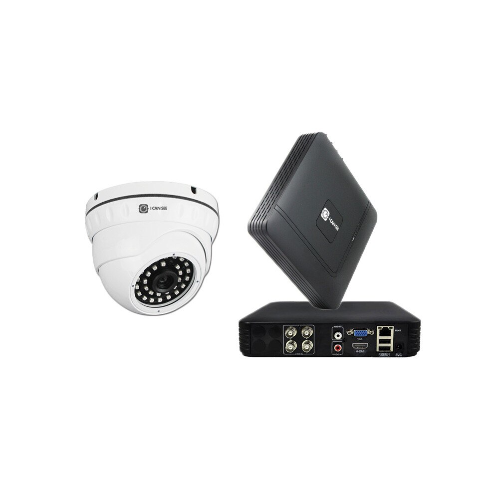 Kit supraveghere ICANSEE ICS-KU210-1AV, cu o camera de interior/ exterior Full HD, DVR 4 canale Full HD, 4 canale audio
