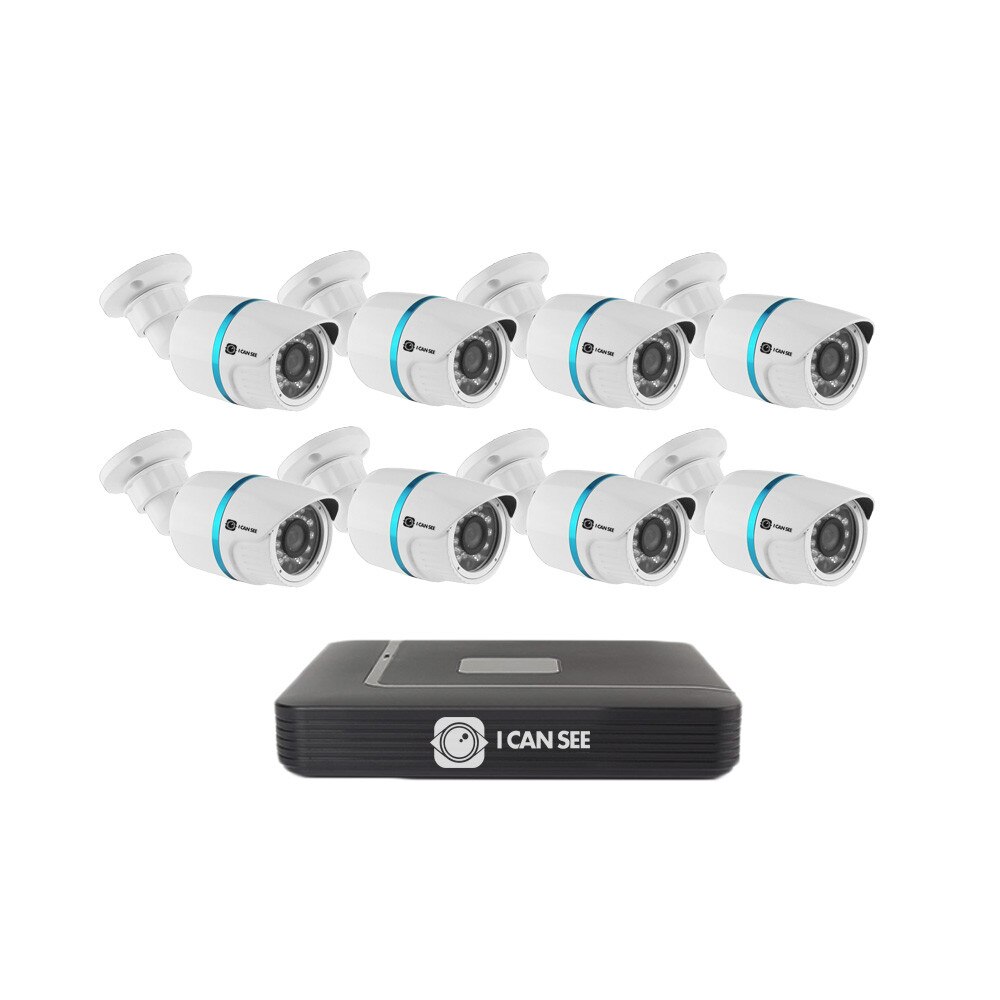 Kit supraveghere ICANSEE ICS-KU210-8S, cu 8 camere de exterior Full HD, DVR 8 canale Full HD, 1 canal audio