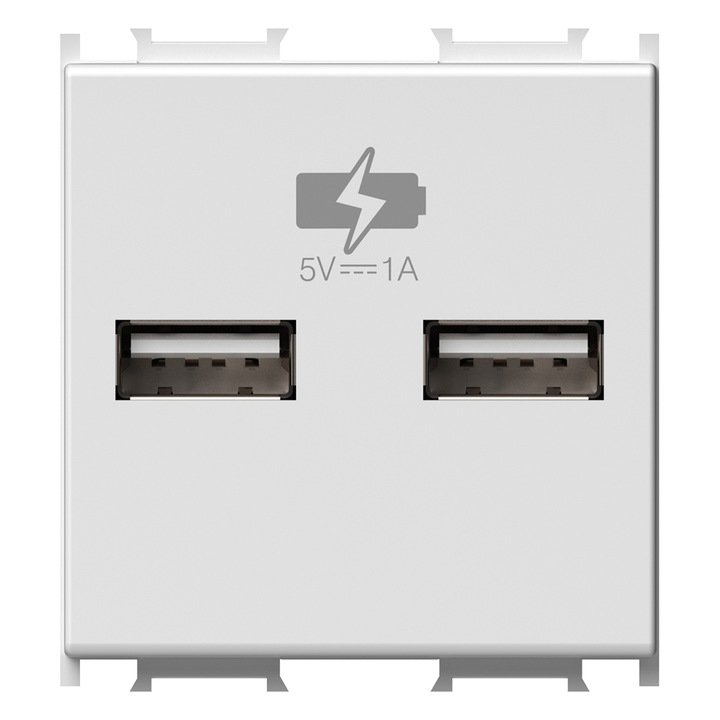 Priza TEM, cu 2xUSB, 5V, 12A, 2 m, Alb