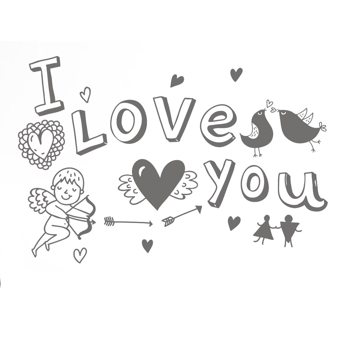 Sticker decorativ Still Art, 90 x 60 cm, model I Love You