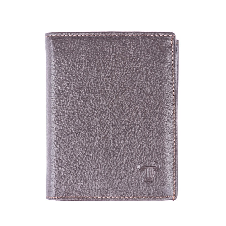 Мъжки кожен вертикален портфейл, Toro Nero, Velock Brown