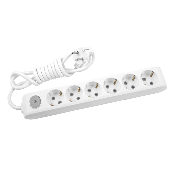 Prelungitor Panasonic X-tendia, 6 prize, 5m, intrerupator, Alb