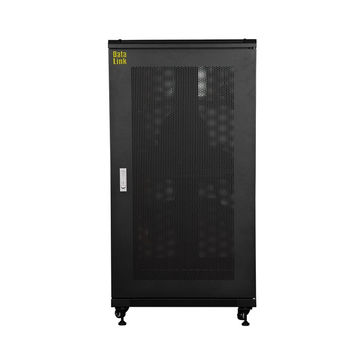 Rack DataLink 22U, 600x800 mm, montare pe podea, perforat, neasamblat, negru