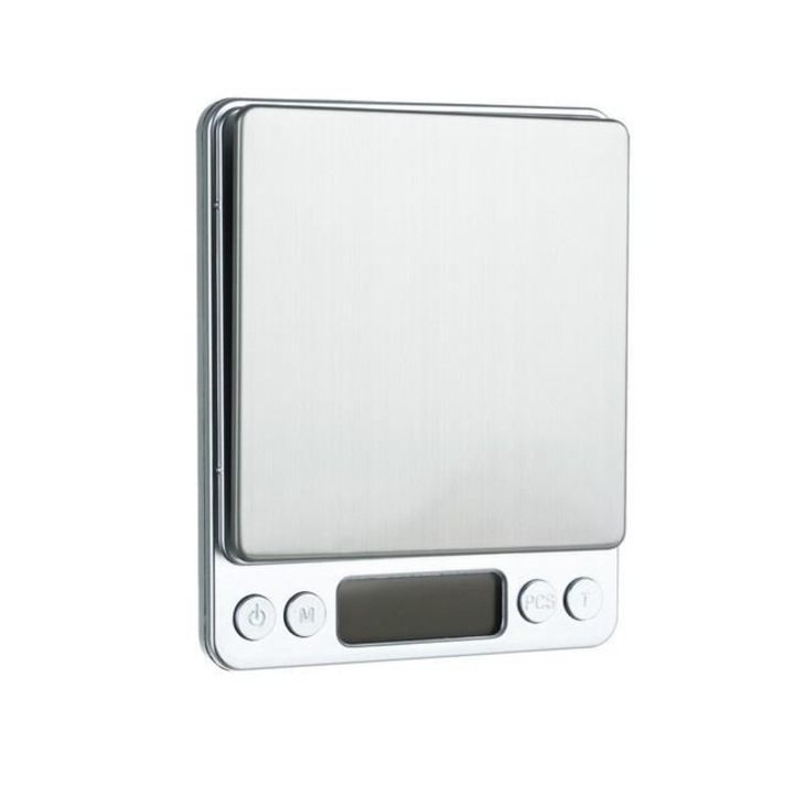 Cantar electronic de bucatarie, max 500 g, gri, LCD, 2xAAA, 10.5x13x1.8 cm, Ruhhy