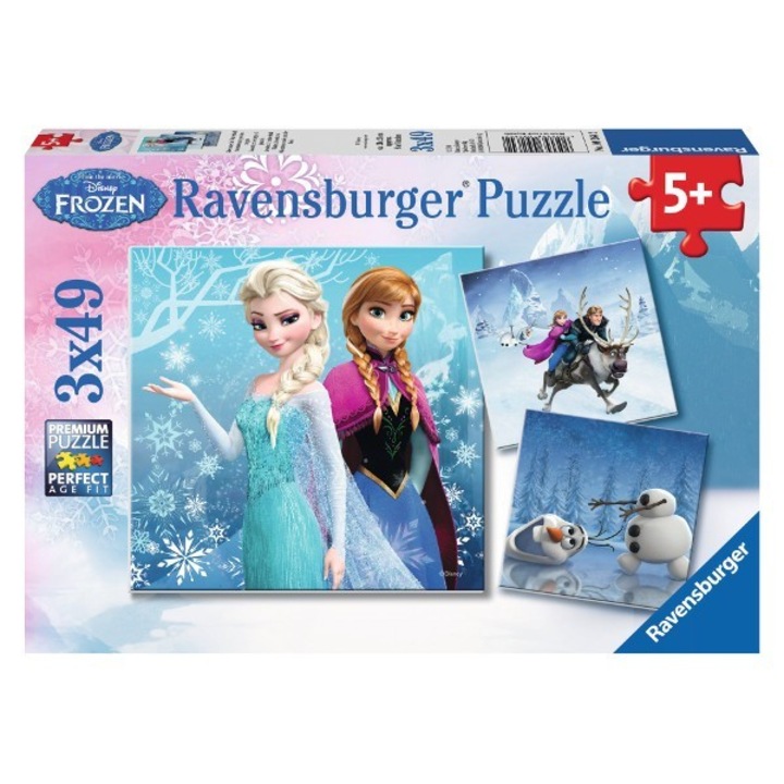 Puzzle Ravensburger - Disney Frozen, 3 in 1, 3x49 piese