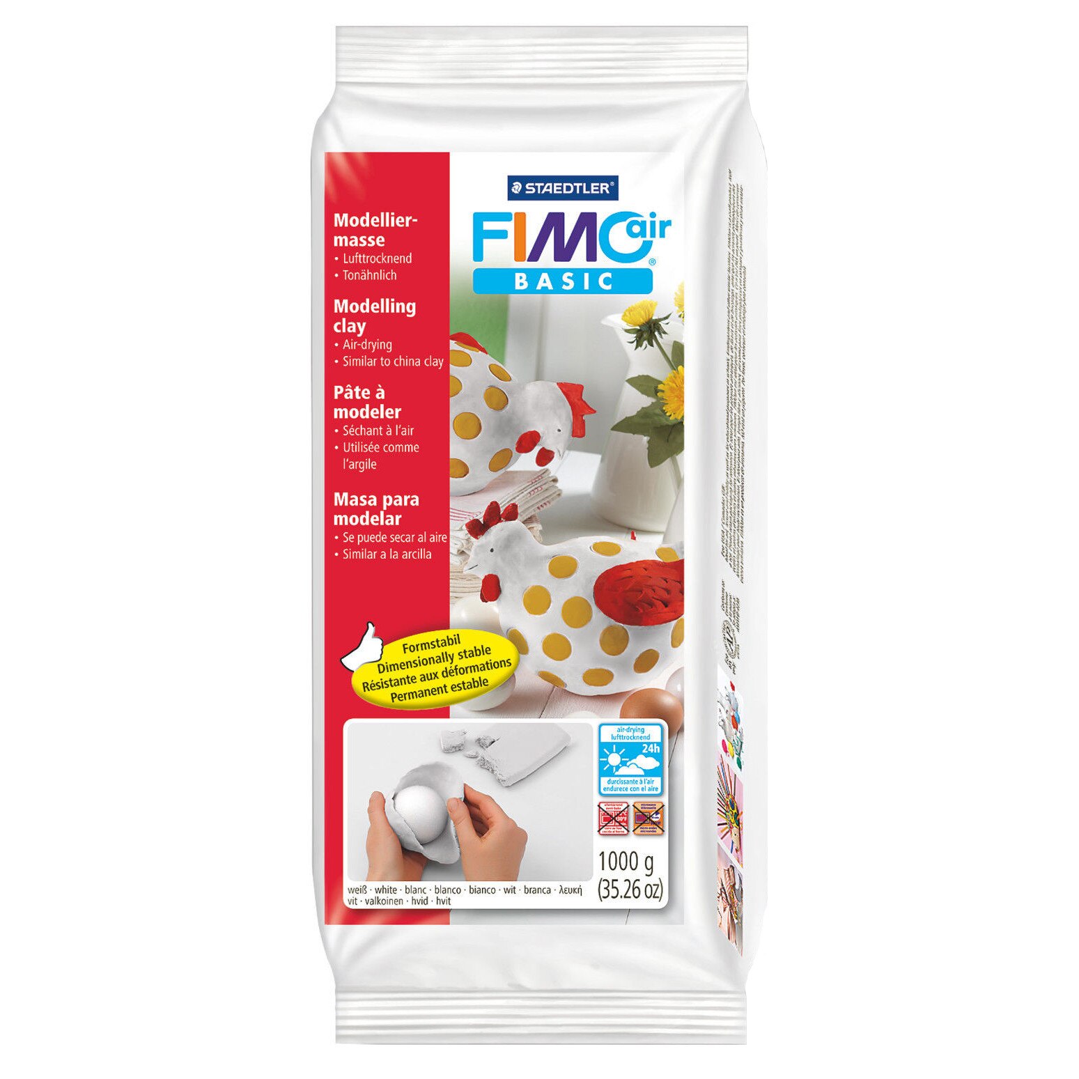 Fimo pasta modelare Air basic alb 1000g STH-8101-0