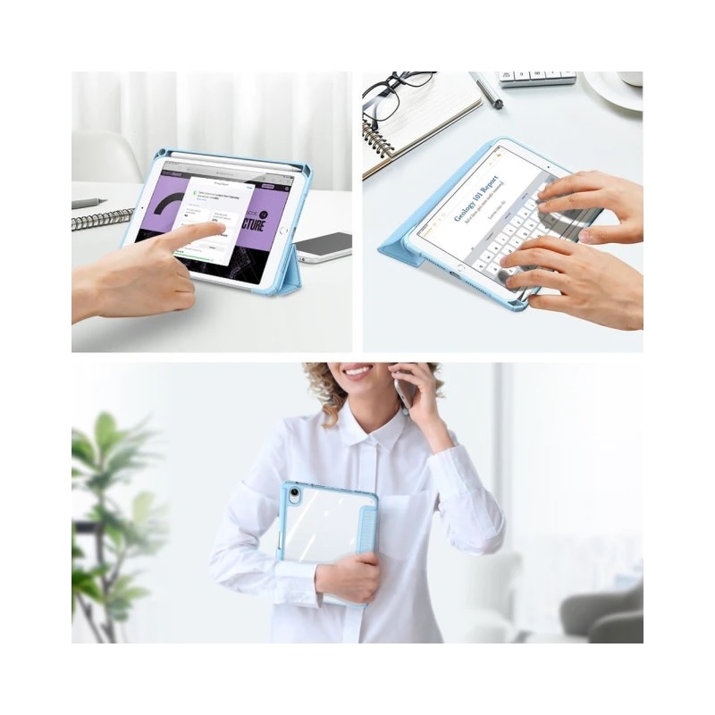Husa premium pentru tableta Samsung Galaxy Tab A7 10.4'' 2020, Model SM-T500/SM-T505, Sigloo, cu suport Smart Pen Dux Ducis Toby, Blue