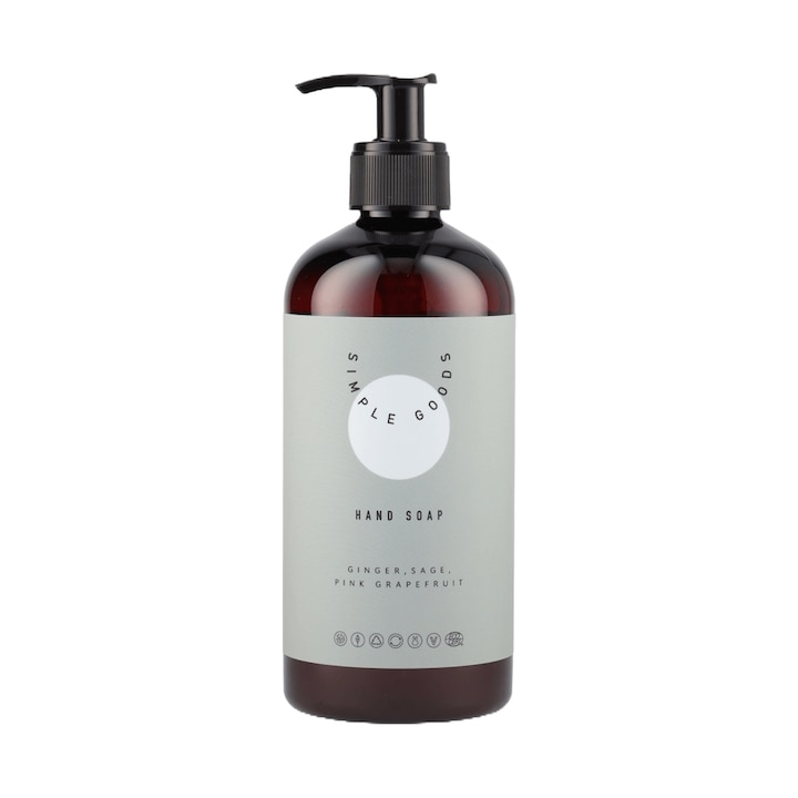 Simple Goods течен сапун за ръце, грейпфрут, веган, аромат на грейпфрут, джинджифил и градински чай, биоразградим, хидратиращ, 450 ml