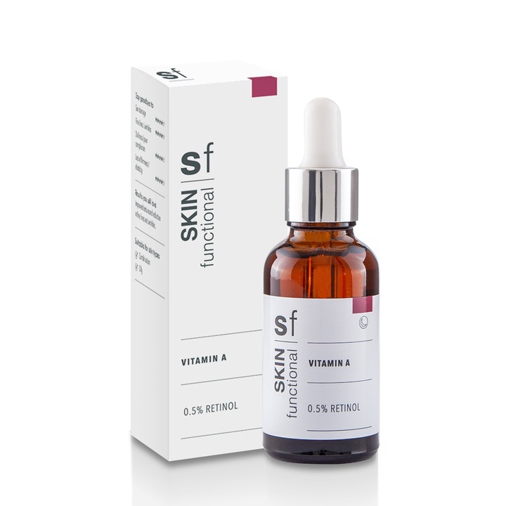 Ser Anti-Aging Skin Functional, Vitamina A cu 0,5% Retinol, Efect Puternic Antirid, pentru Noapte, 30 ml