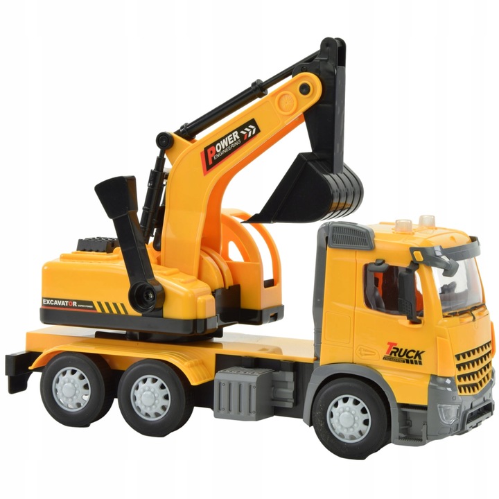 Masinuta tip camion excavator, Plastic/cauciuc, 3 ani+, Multicolor