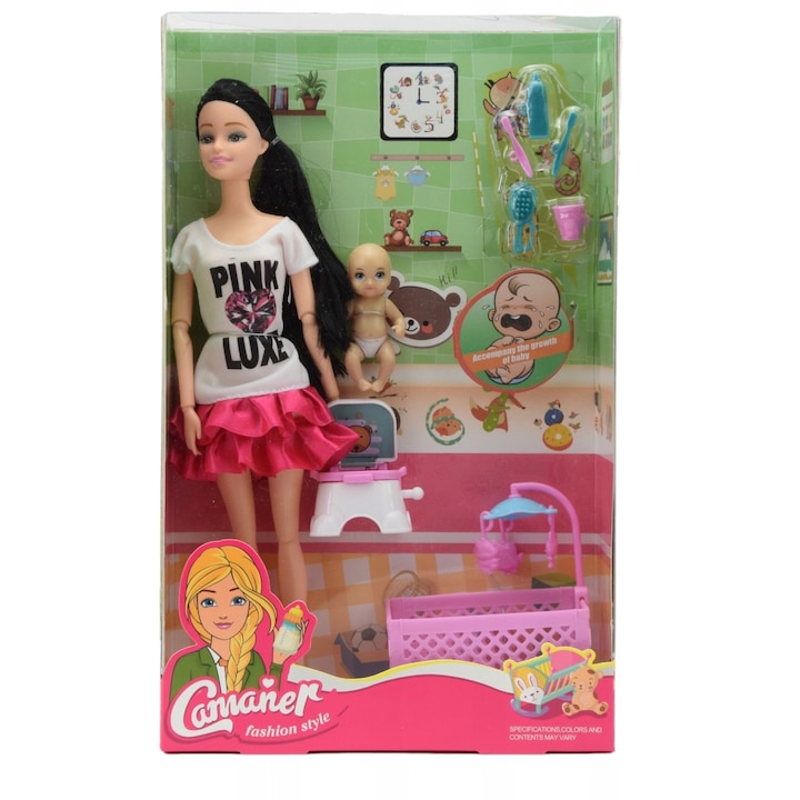 Комплект кукла Барби + аксесоари, Пластмаса/гума, Многоцветен
